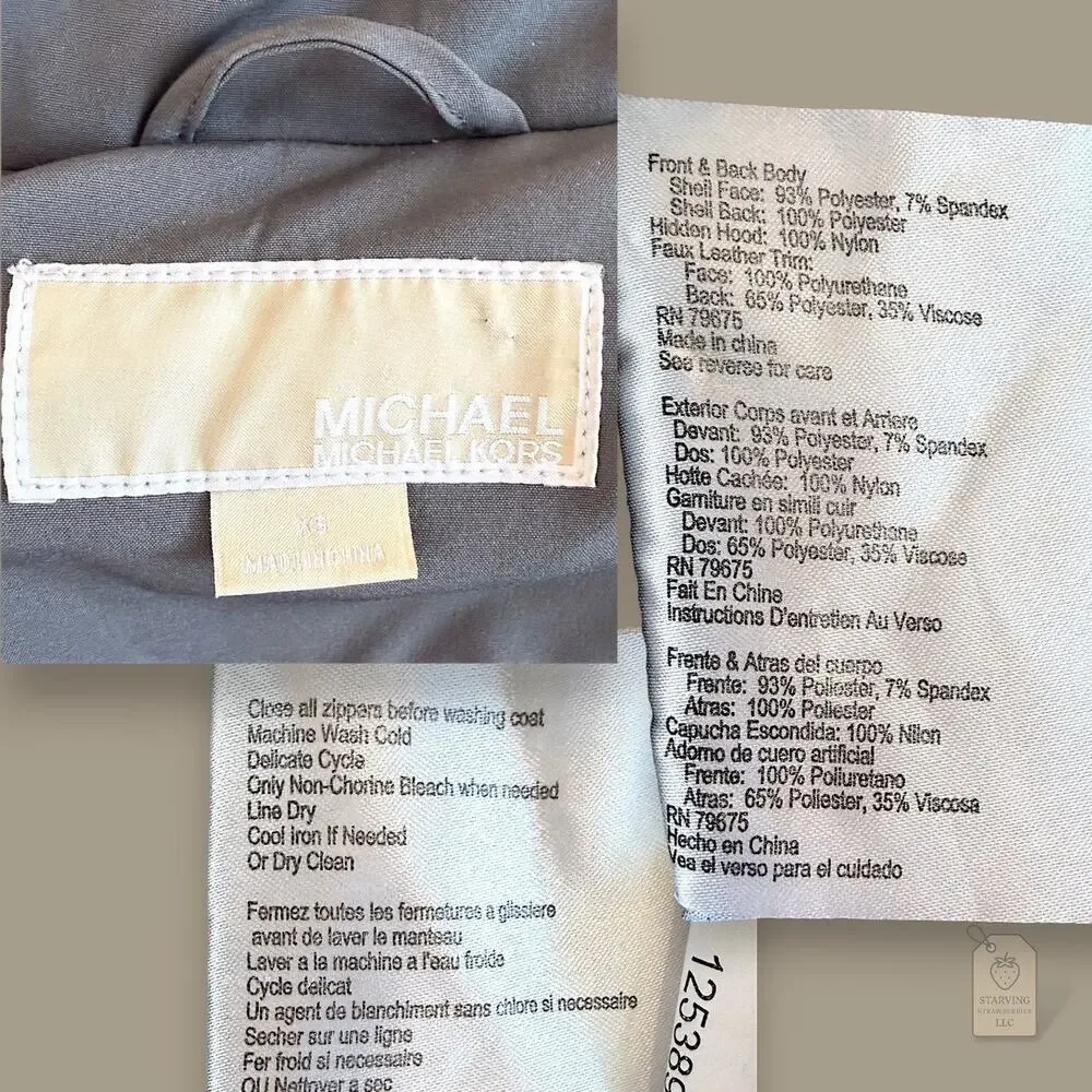 Michael Kors Gray Belted Softshell Coat XS | Faux-Fur Body Lining